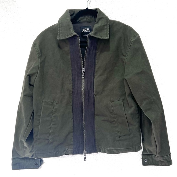 Zara full-zip front closure Green Shirt Jacket with Classic Collar S - Picture 7 of 13